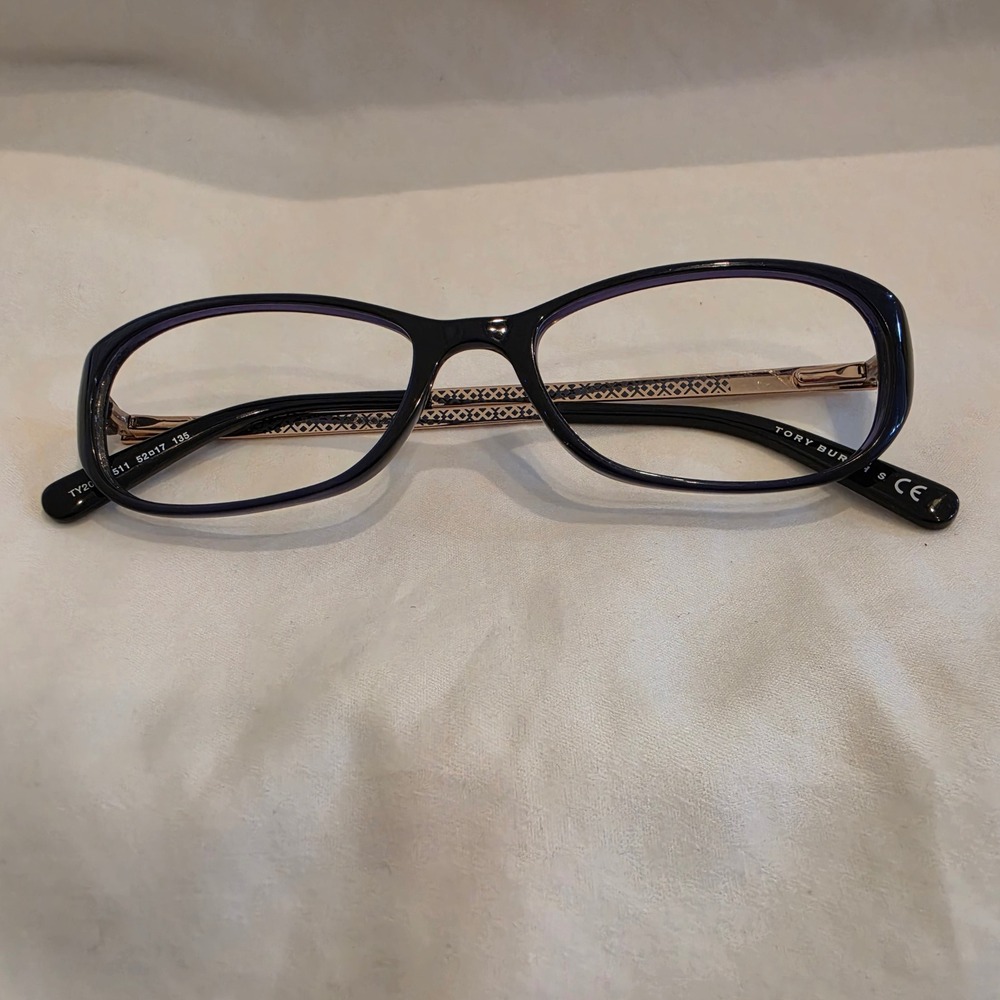 Tory Burch Eyeglasses Womens 52-17-135 Purple Rose Gold TY2004 511 Excellent